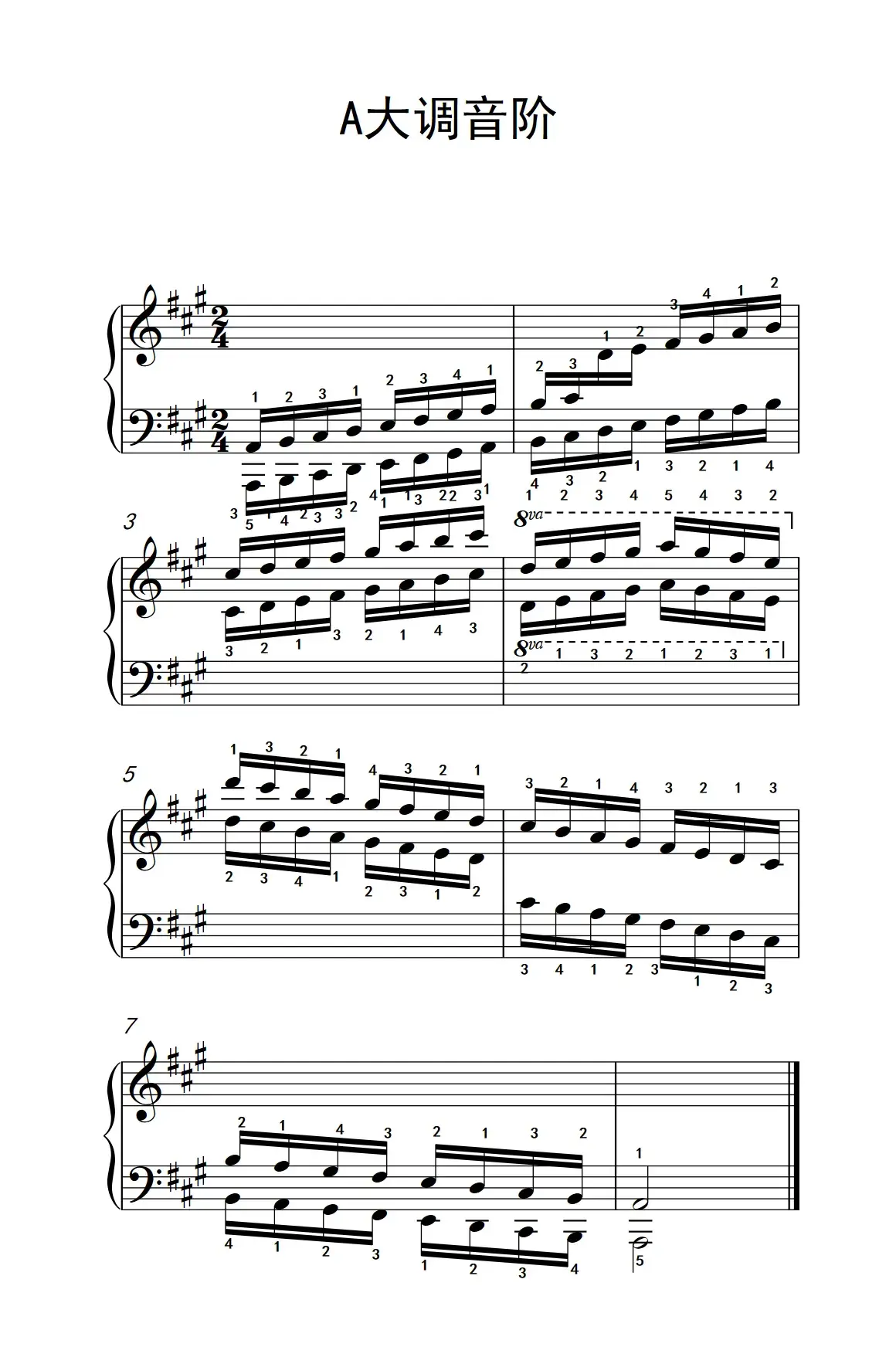 第八级7.A大调音阶（中央音乐学院 钢琴（业余）考级教程 7-9级）