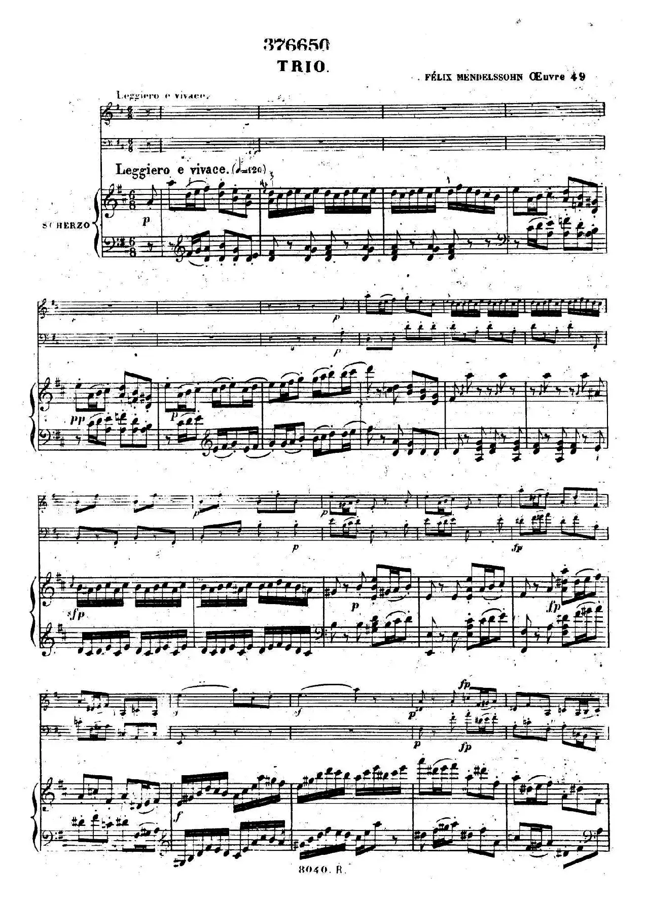 Piano Trio No.1 in d Minor Op.49（d小调第一钢琴三重奏·第三乐章）