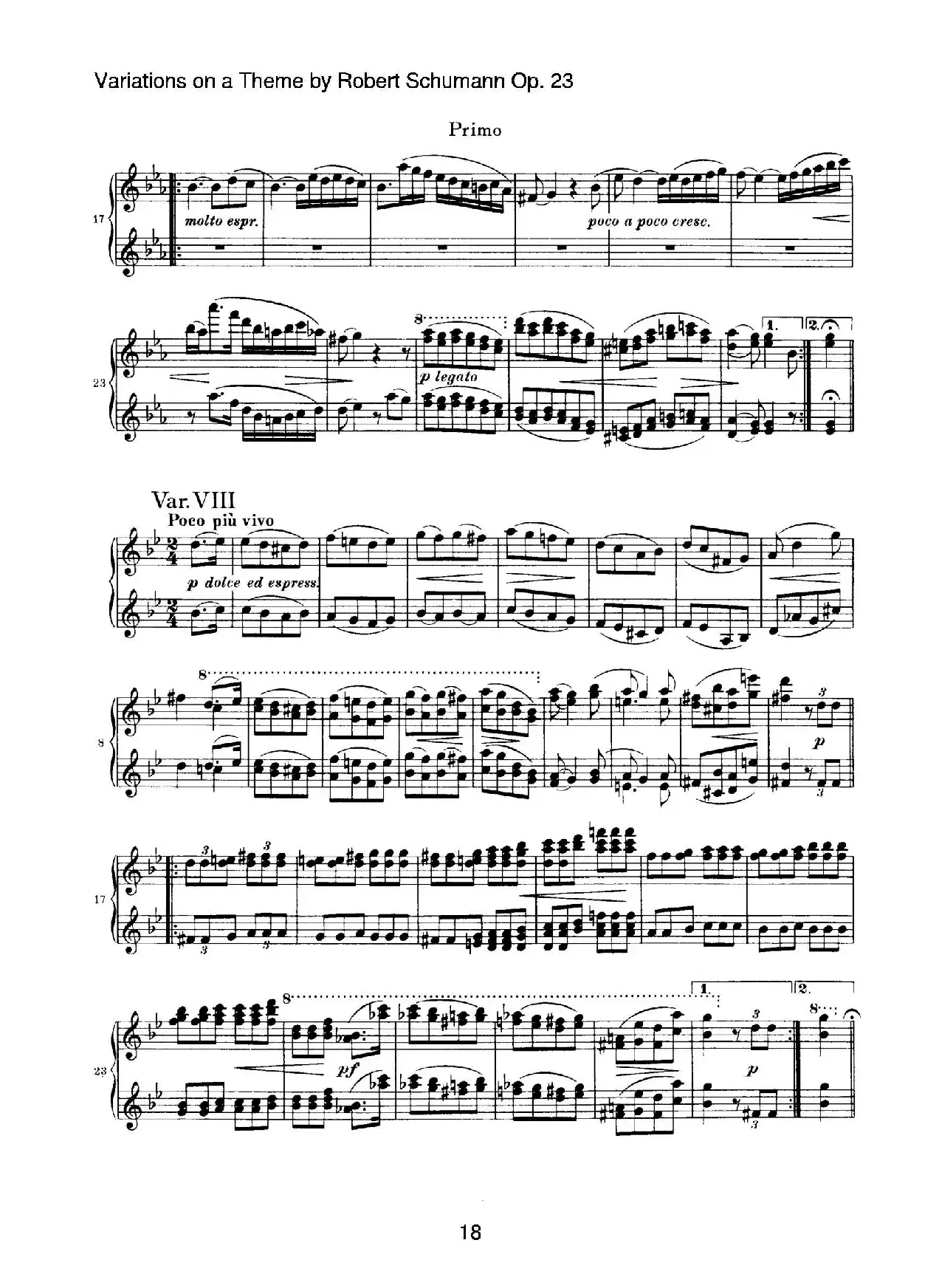 ​Variations on a Theme by Robert Schumann Op.23（舒曼主题变奏曲）（四手联弹）