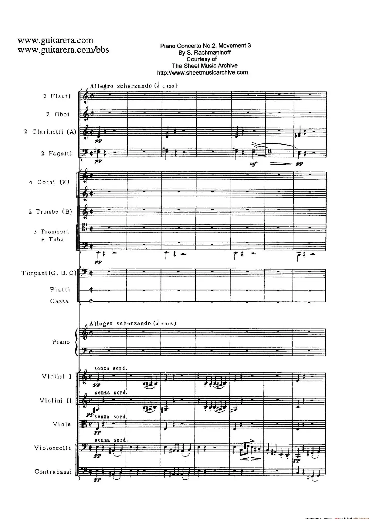c小调第二钢琴协奏曲 Op.18（第三乐章总谱P1——12）
