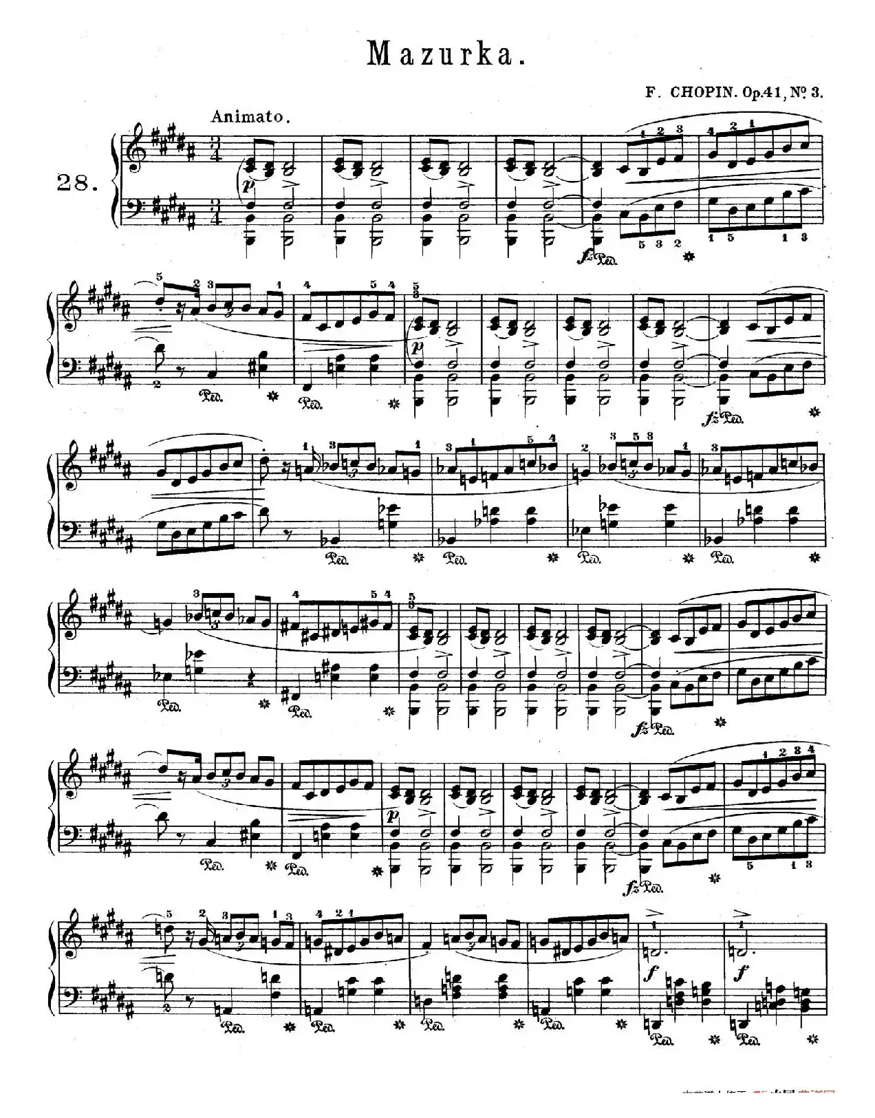 Quatre Mazurkas Op.41（4首玛祖卡·3）