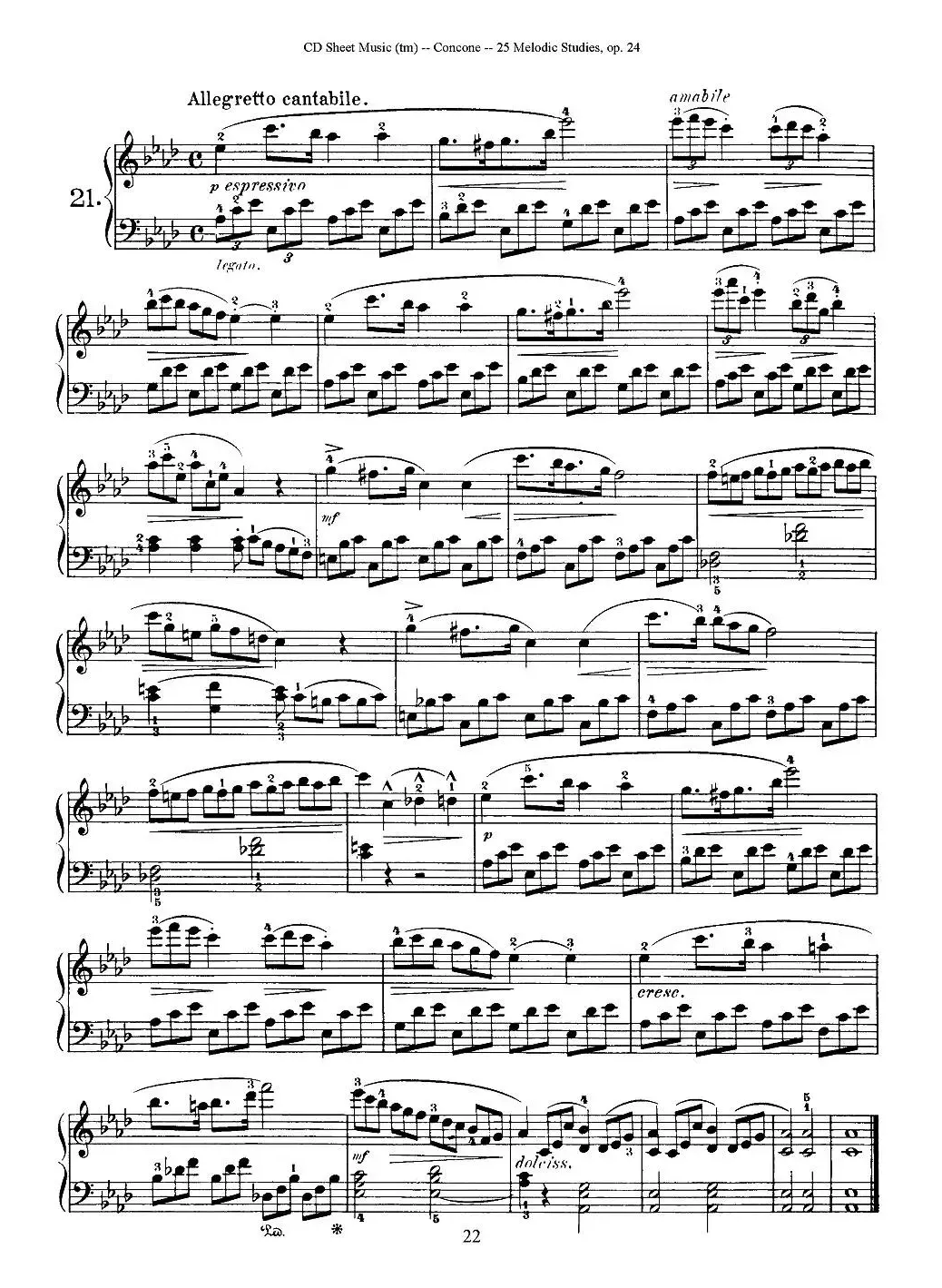 Concone - 25 Melodic Studies easy and progressive（21—25）