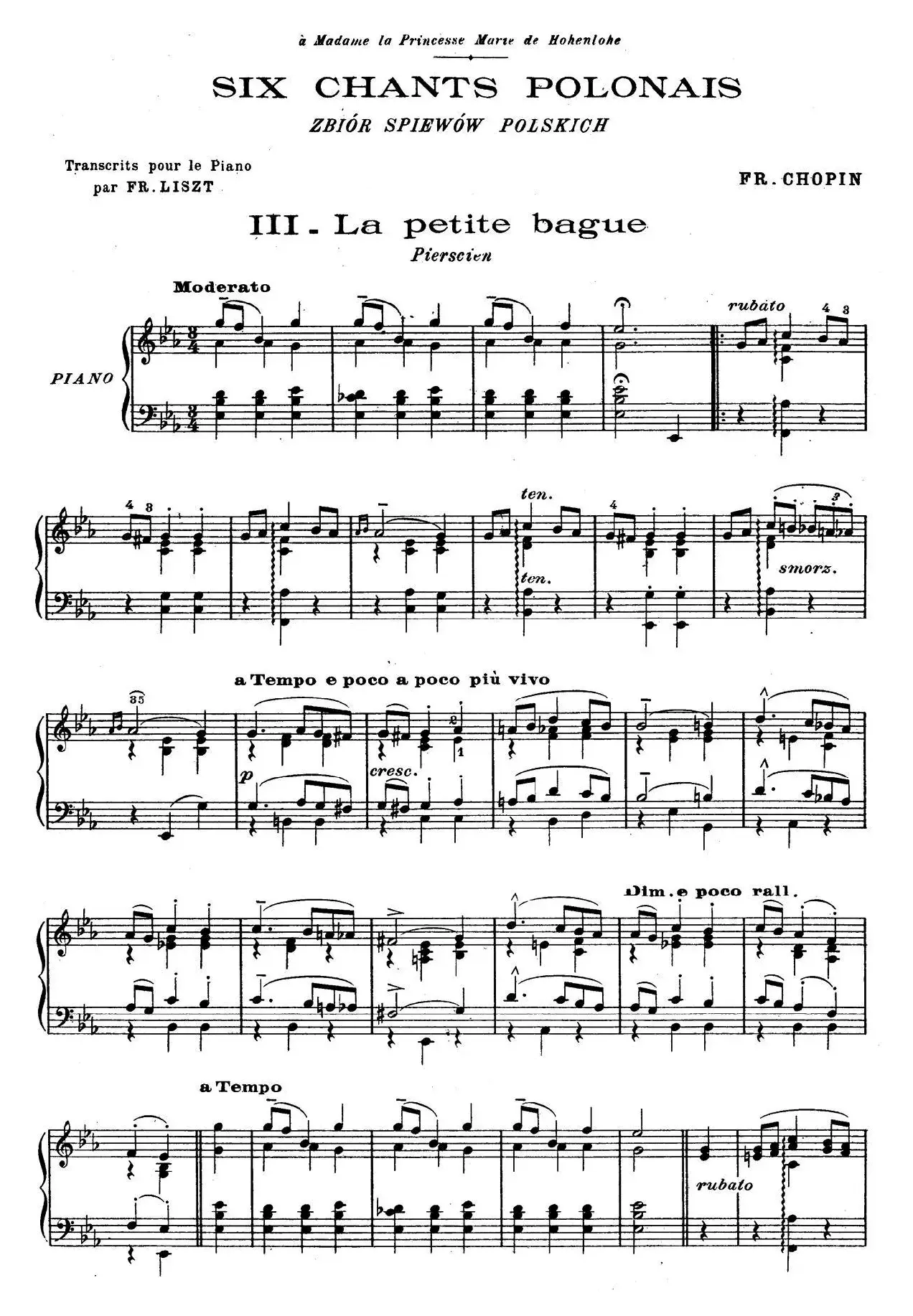 6 Chants Polonais S.480（6首波兰歌曲·Ⅲ）