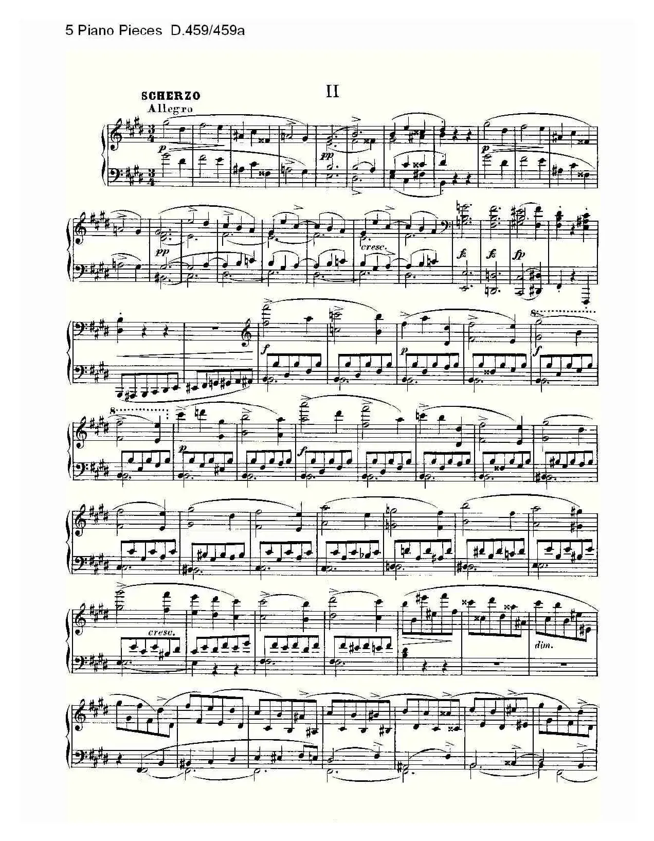 5 Piano Pieces D.459/459a（钢琴五联奏D.459/459a）