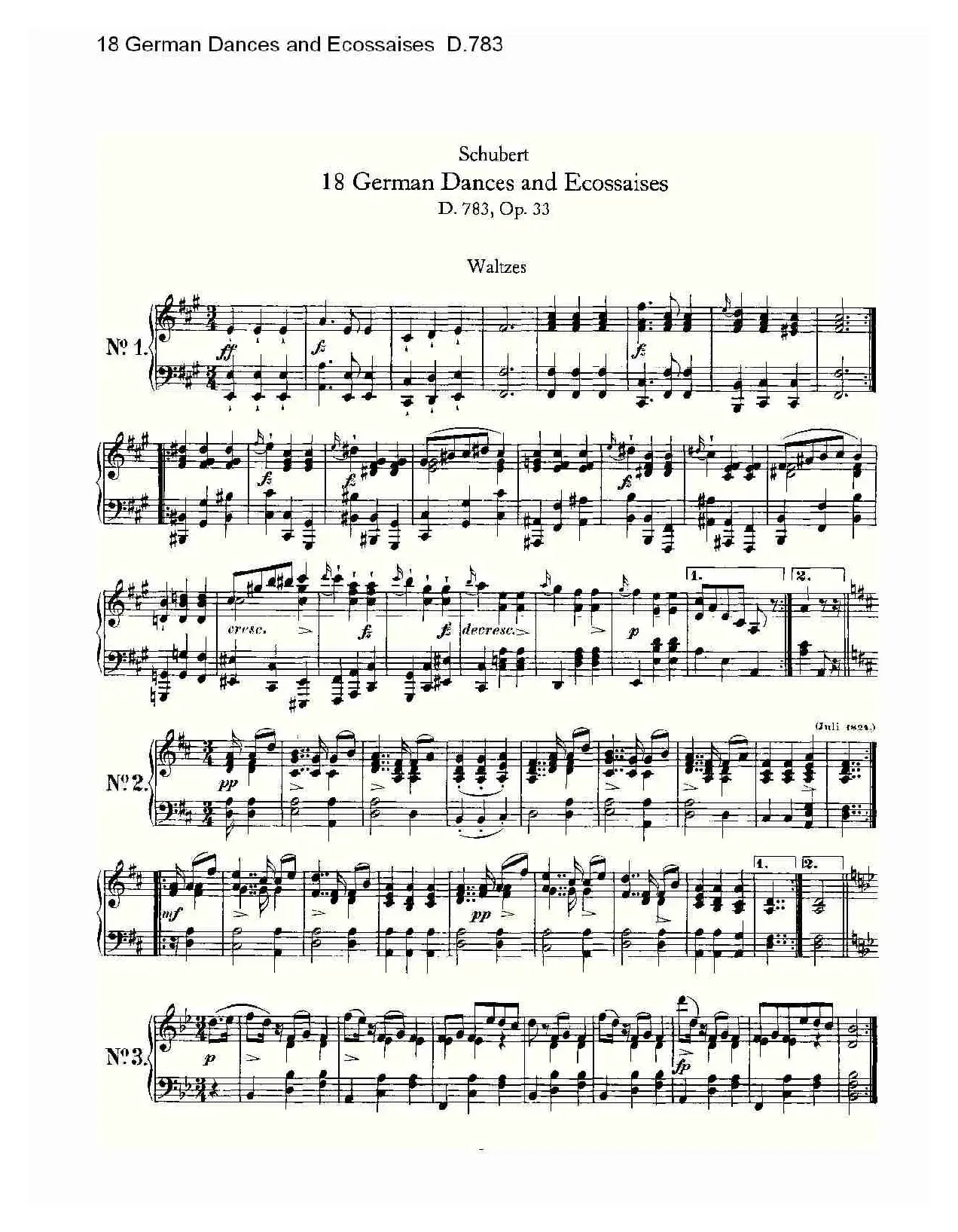 18 German Dances and Ecossaises D.783（18 德国舞曲与 Ec）