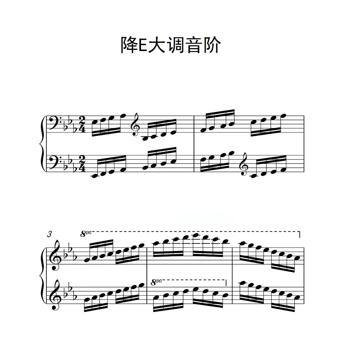 第六级 降E大调音阶（中国音乐学院钢琴考级作品1~6级）