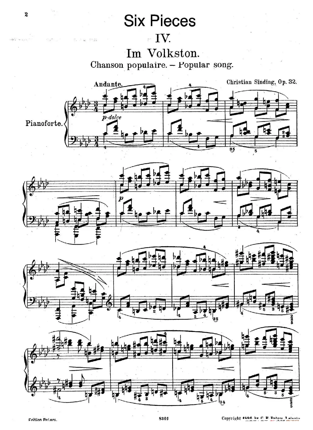 Six Pieces Op.32（6首小品·4. 挪威民歌）