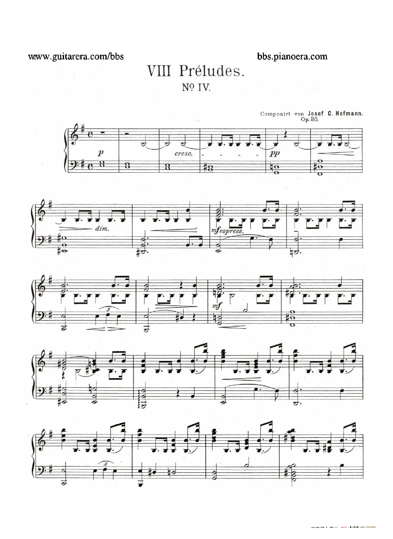 Eight Preludes Op.30（8首前奏曲 4. e小调）