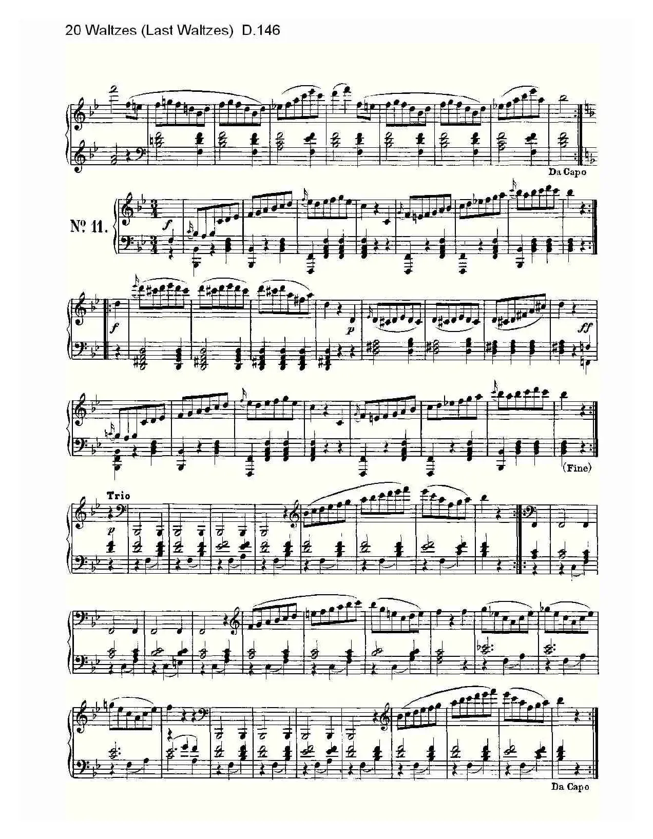 20 Waltzes（Last Waltzes) D.14）