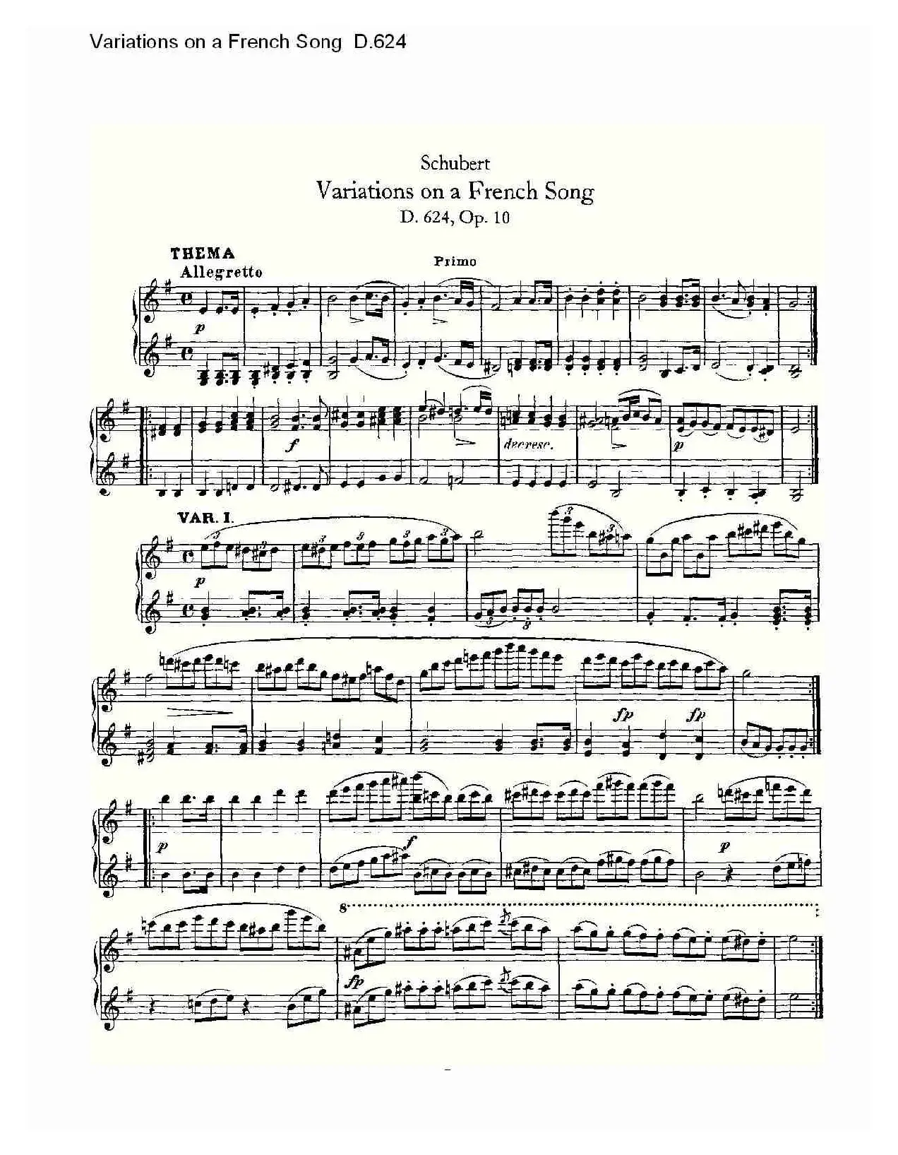 Variations on a French Song D.624（法国歌曲变鸣曲 D.624）