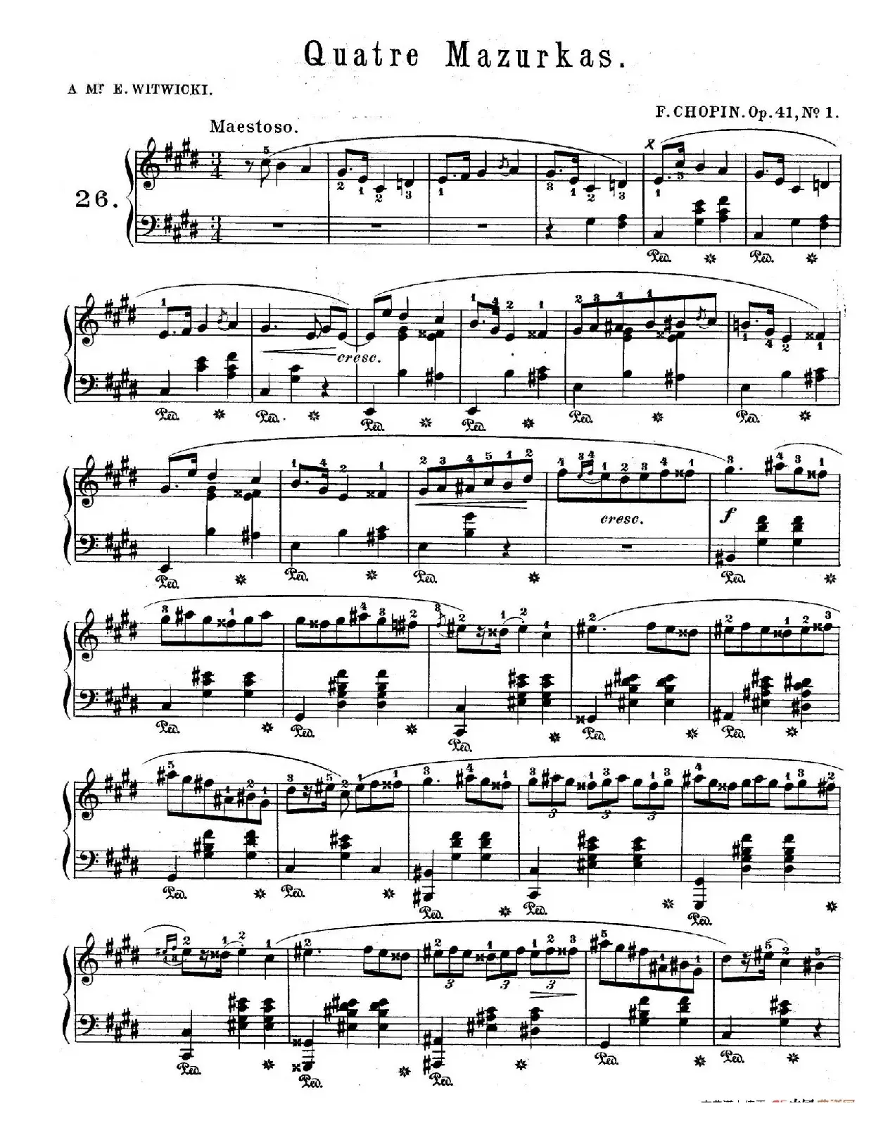 Quatre Mazurkas Op.41（4首玛祖卡·1）