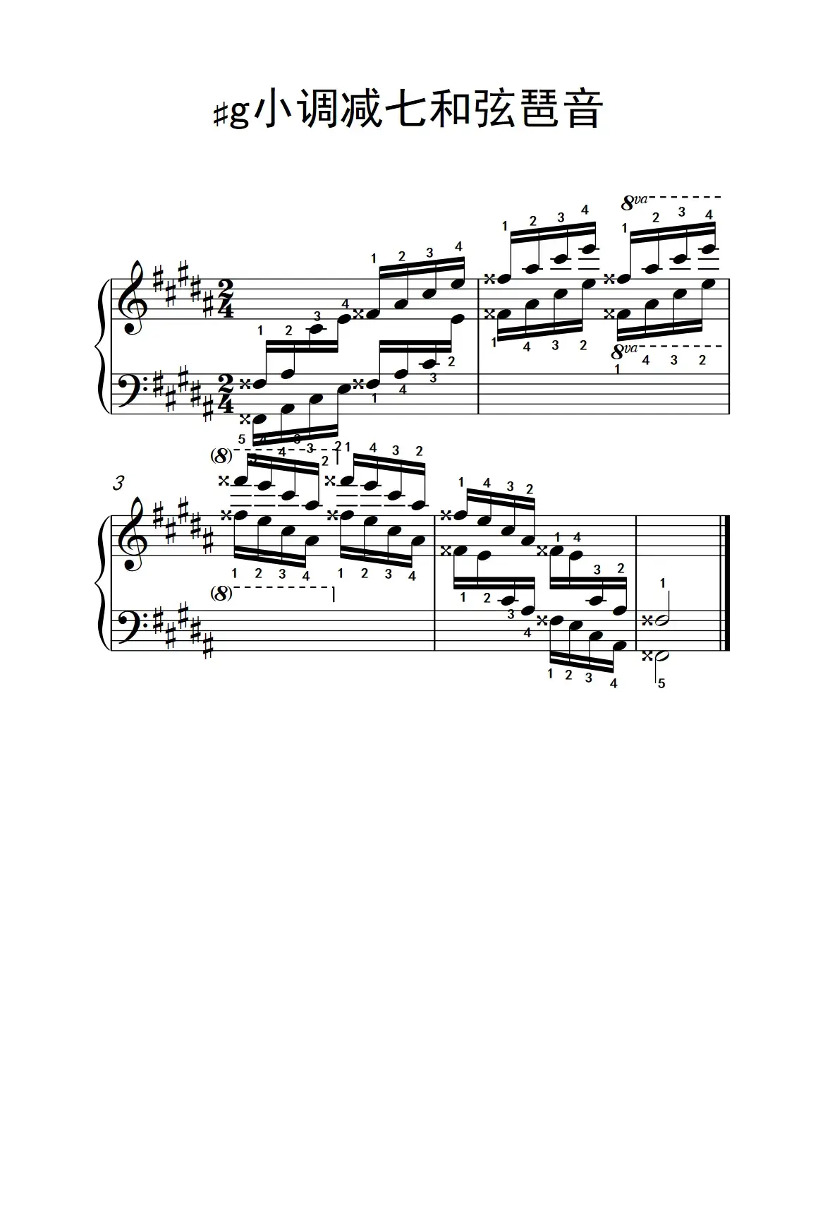 第六级 12.♯g小调减七和弦琶音（中央音乐学院 钢琴（业余）考级教程 4-6级）