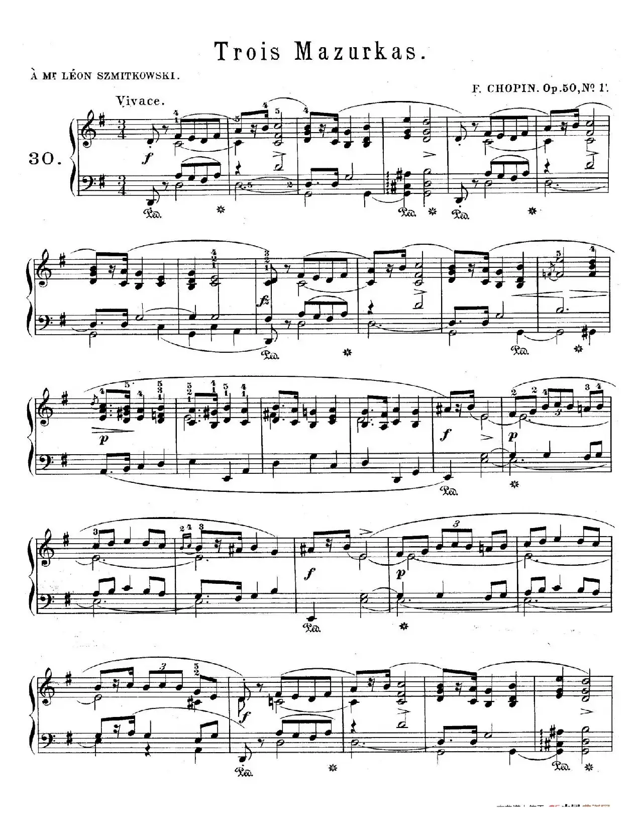 Trois Mazurkas Op.50（3首玛祖卡舞曲·1）