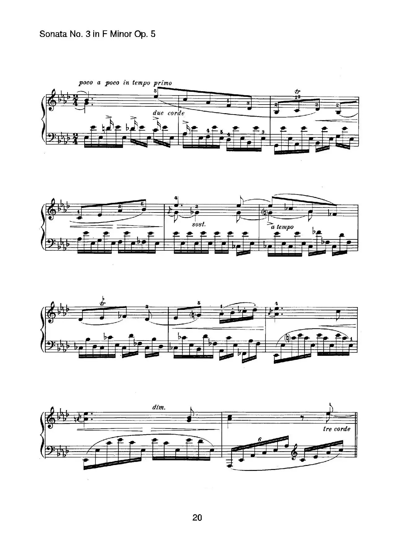 Piano Sonata No.3 in f Minor Op.5（f小调第三钢琴奏鸣曲）