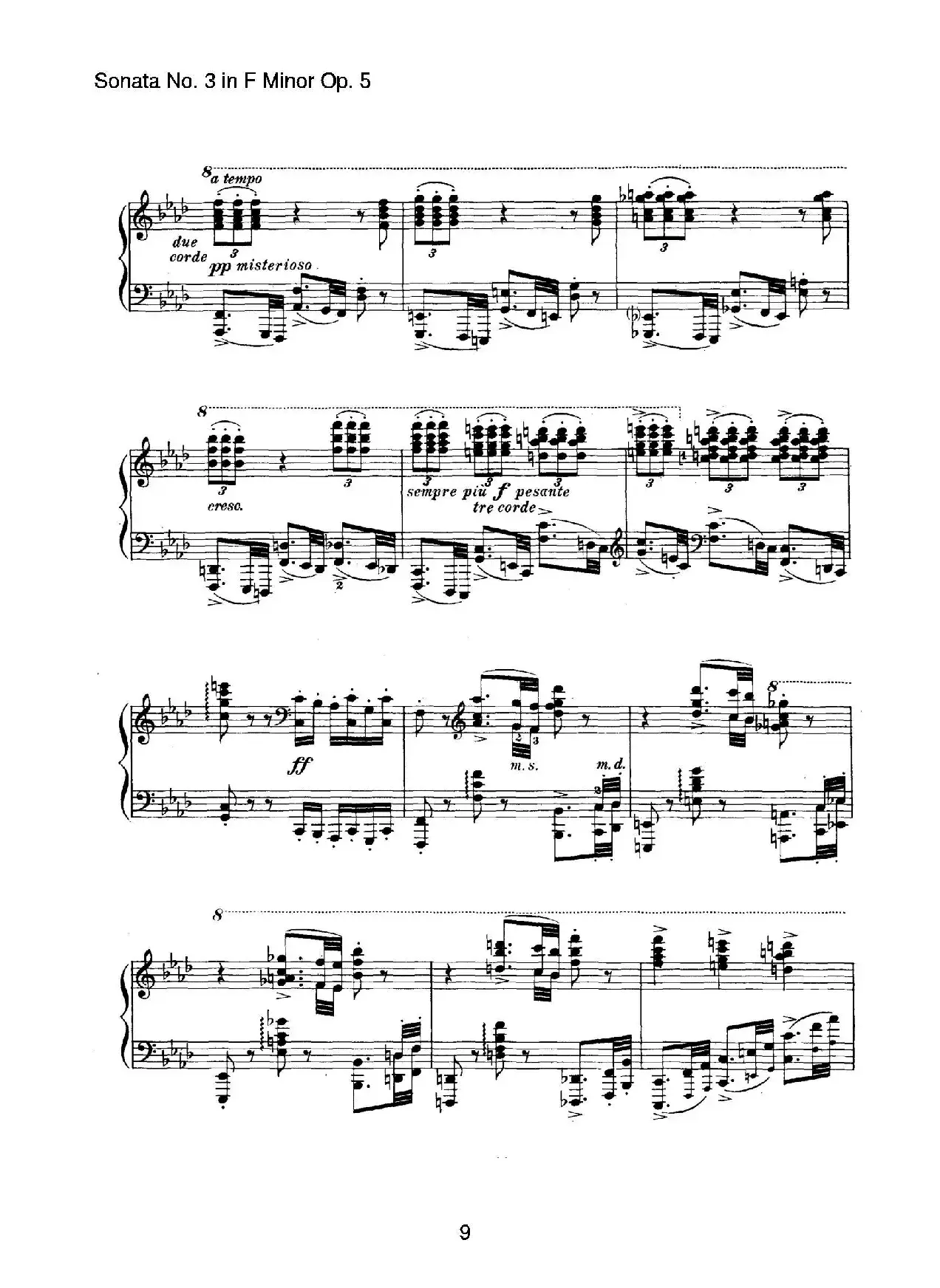 Piano Sonata No.3 in f Minor Op.5（f小调第三钢琴奏鸣曲）