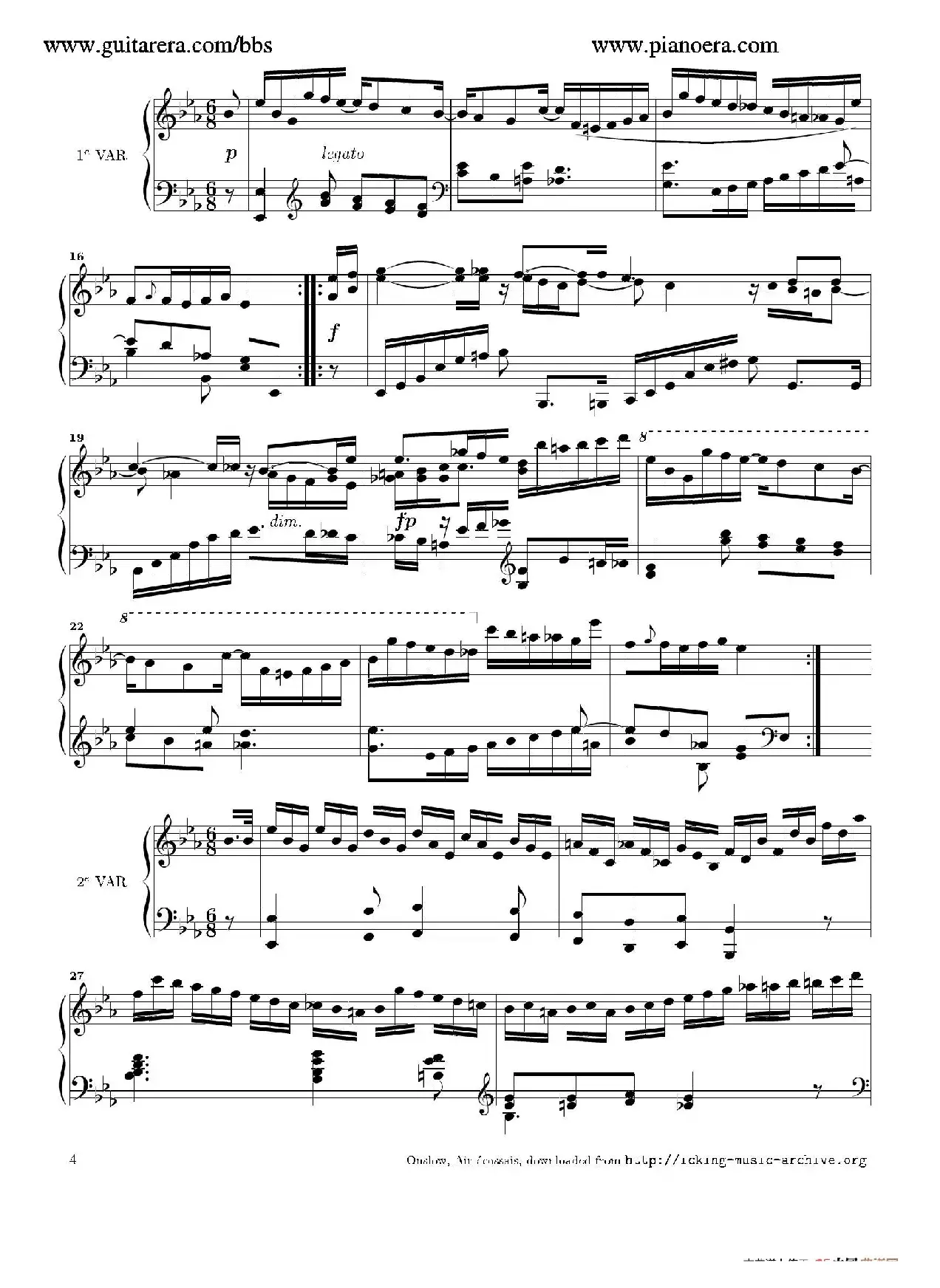 Air Ecossais Varie Op.5（苏格兰歌调变奏曲）