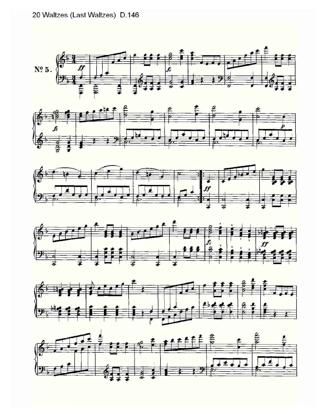 20 Waltzes（Last Waltzes) D.14）