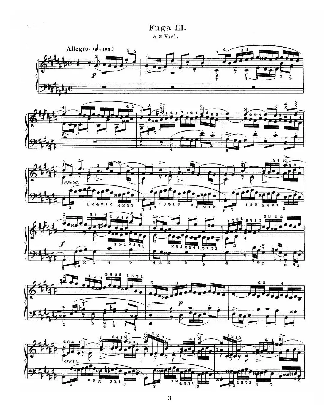 巴赫《平均律钢琴曲集》（Prelude & Fugue-3）
