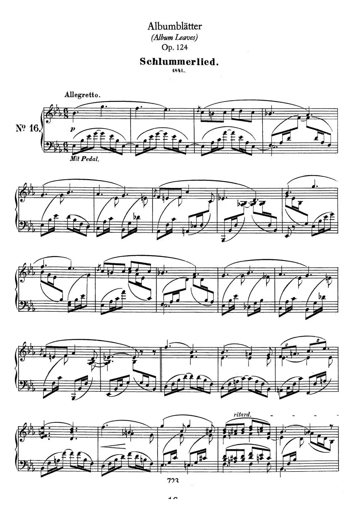 Albumblätter Op.124（纪念册页）（No.16）