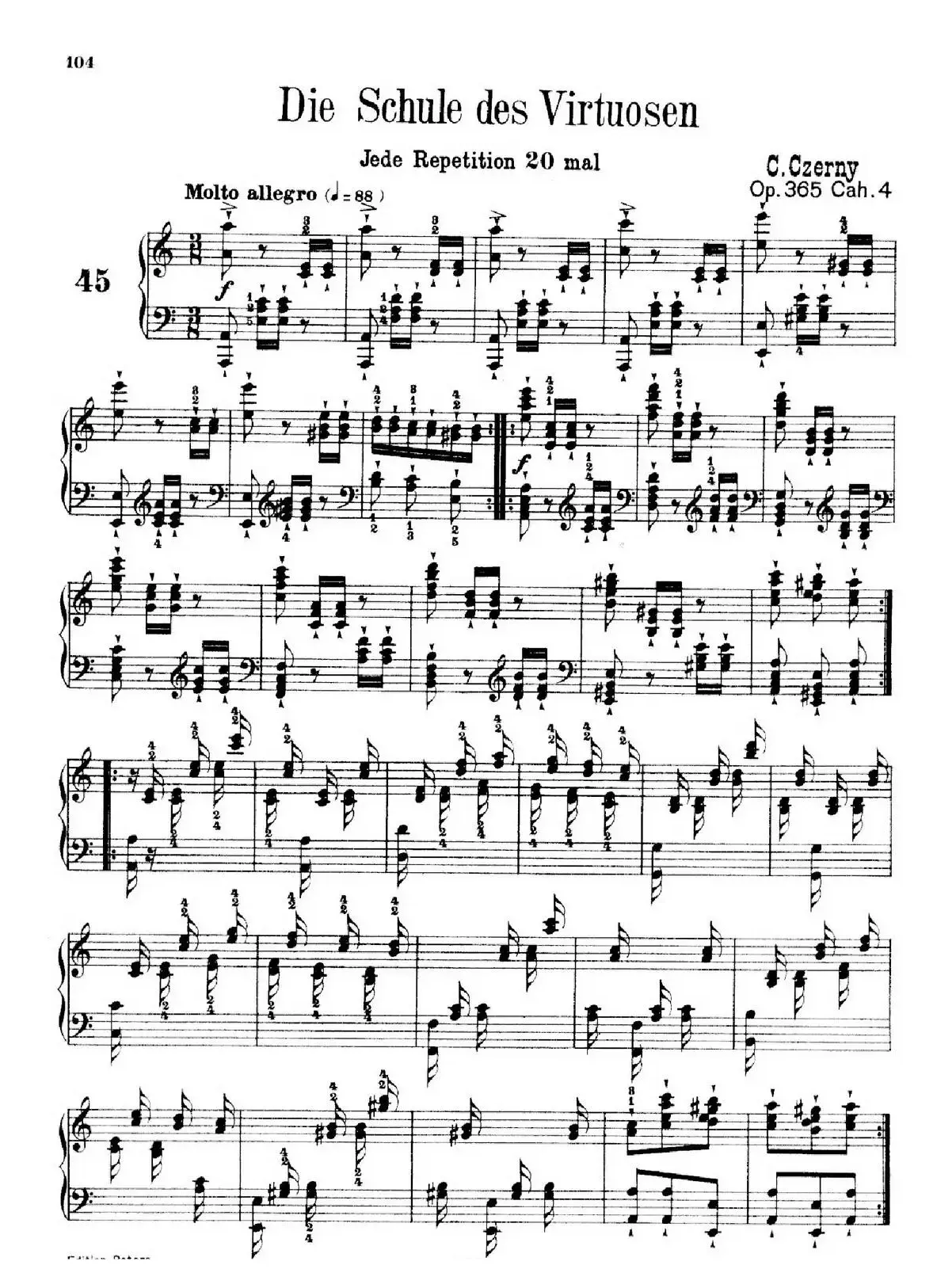 School of the Virtuoso Op.365（60首钢琴高级练习曲·45）