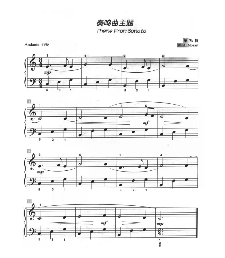 奏鸣曲主题（儿童古典钢琴小品）