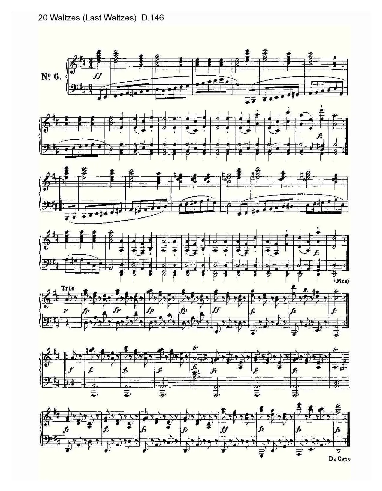 20 Waltzes（Last Waltzes) D.14）