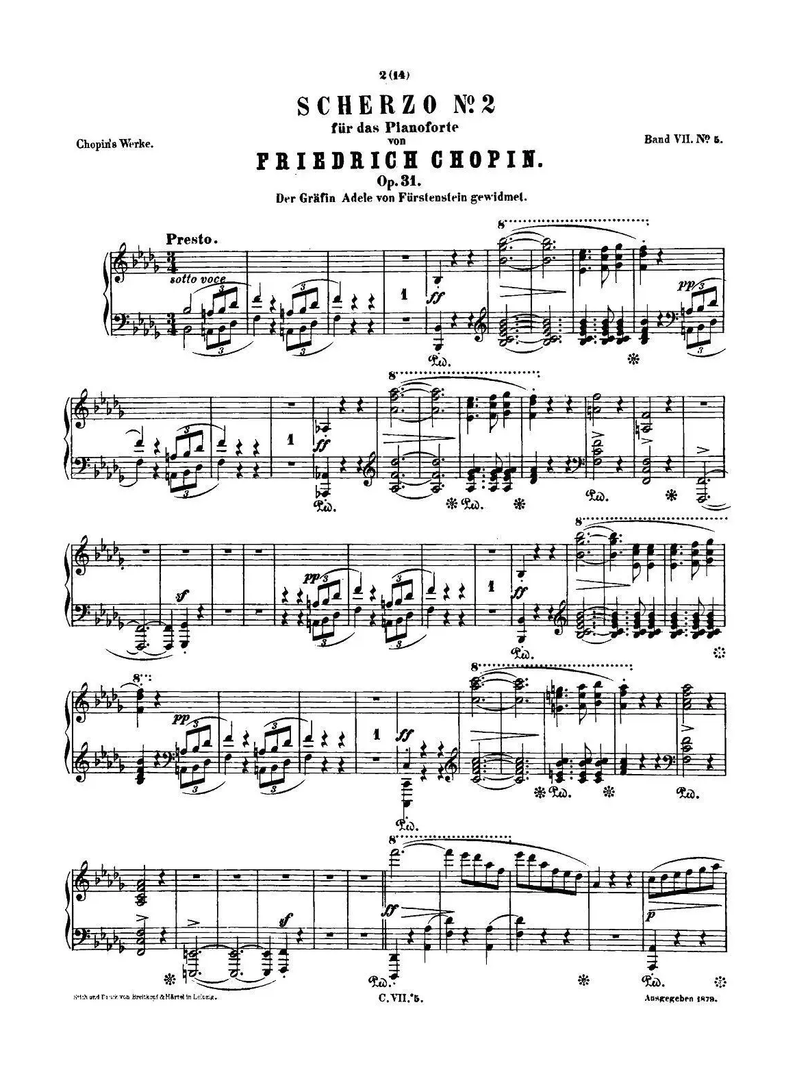 肖邦 钢琴谐谑曲 Chopin Scherzo（No.2 降b小调，Op.31）