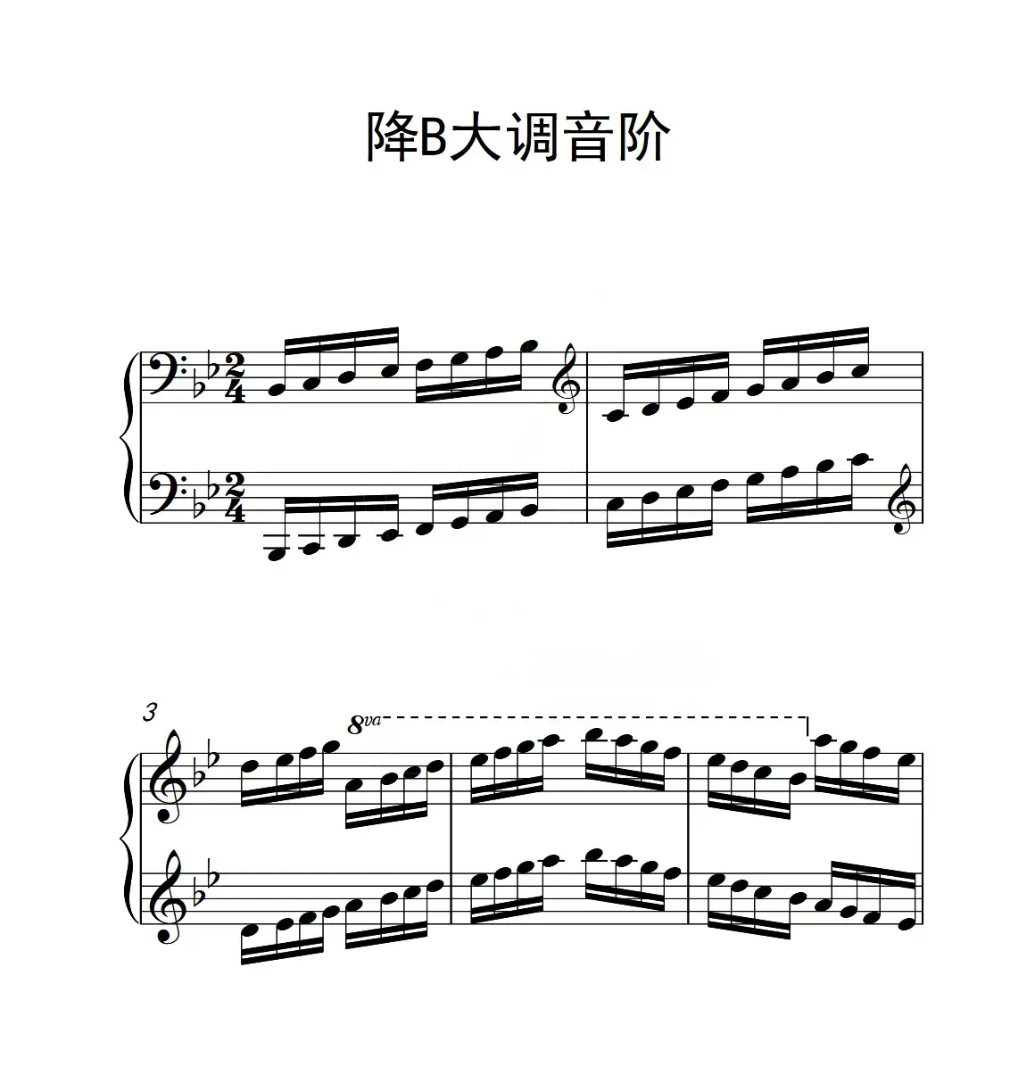 第六级 降B大调音阶（中国音乐学院钢琴考级作品1~6级）