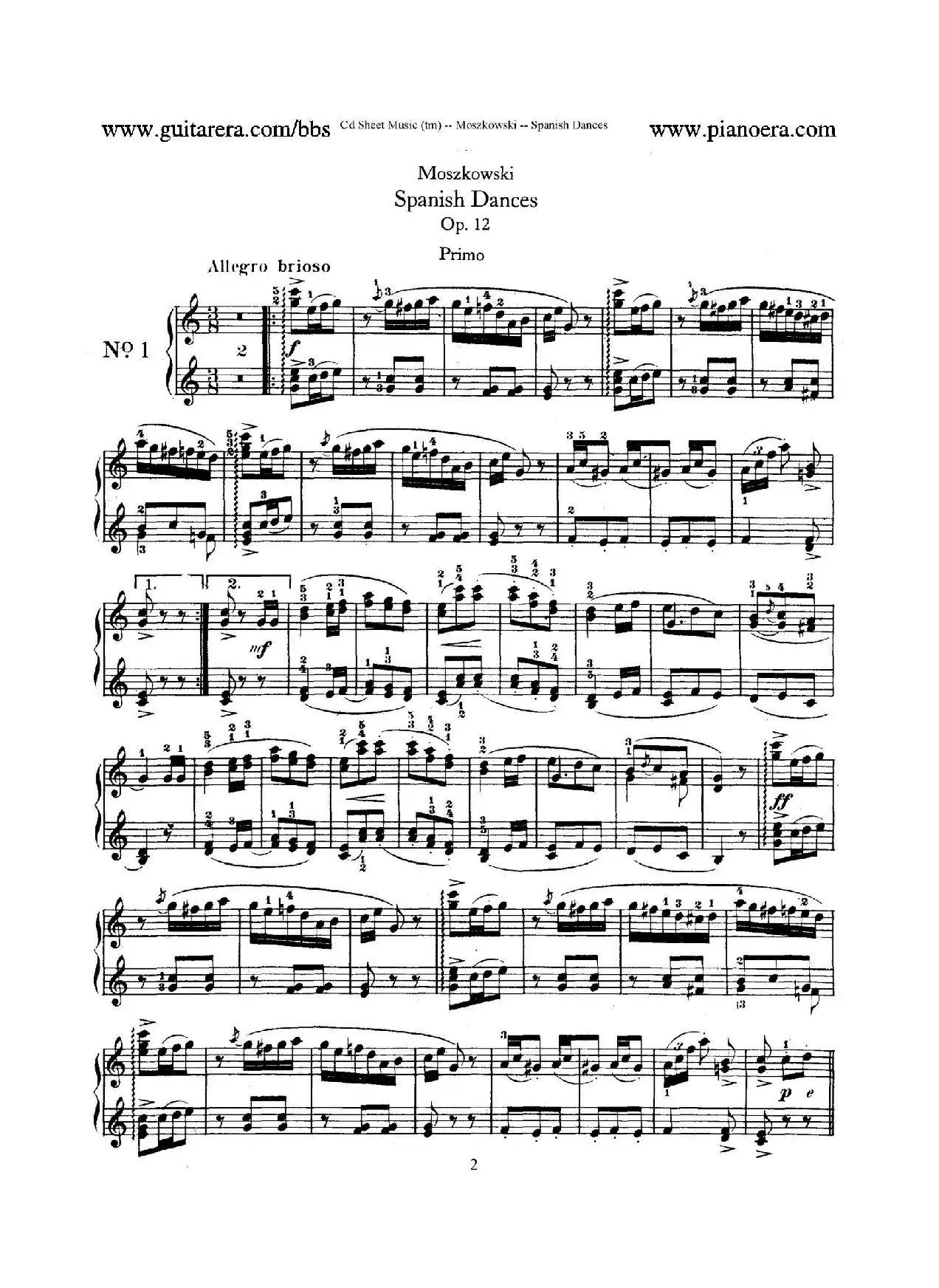 Spanish Dances Op.12（西班牙舞曲·四手联弹版）