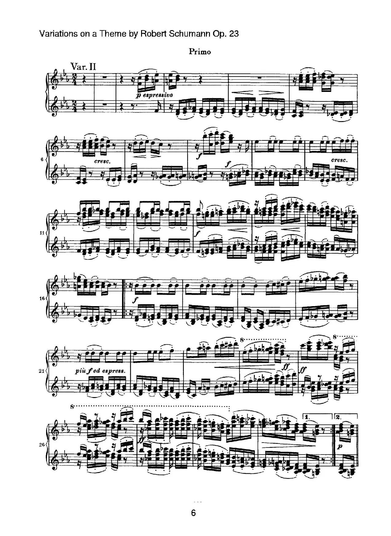 ​Variations on a Theme by Robert Schumann Op.23（舒曼主题变奏曲）（四手联弹）