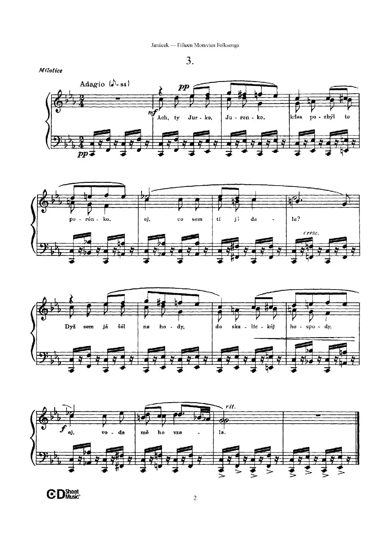 Moravian Folksong（15首摩拉维亚民歌集）