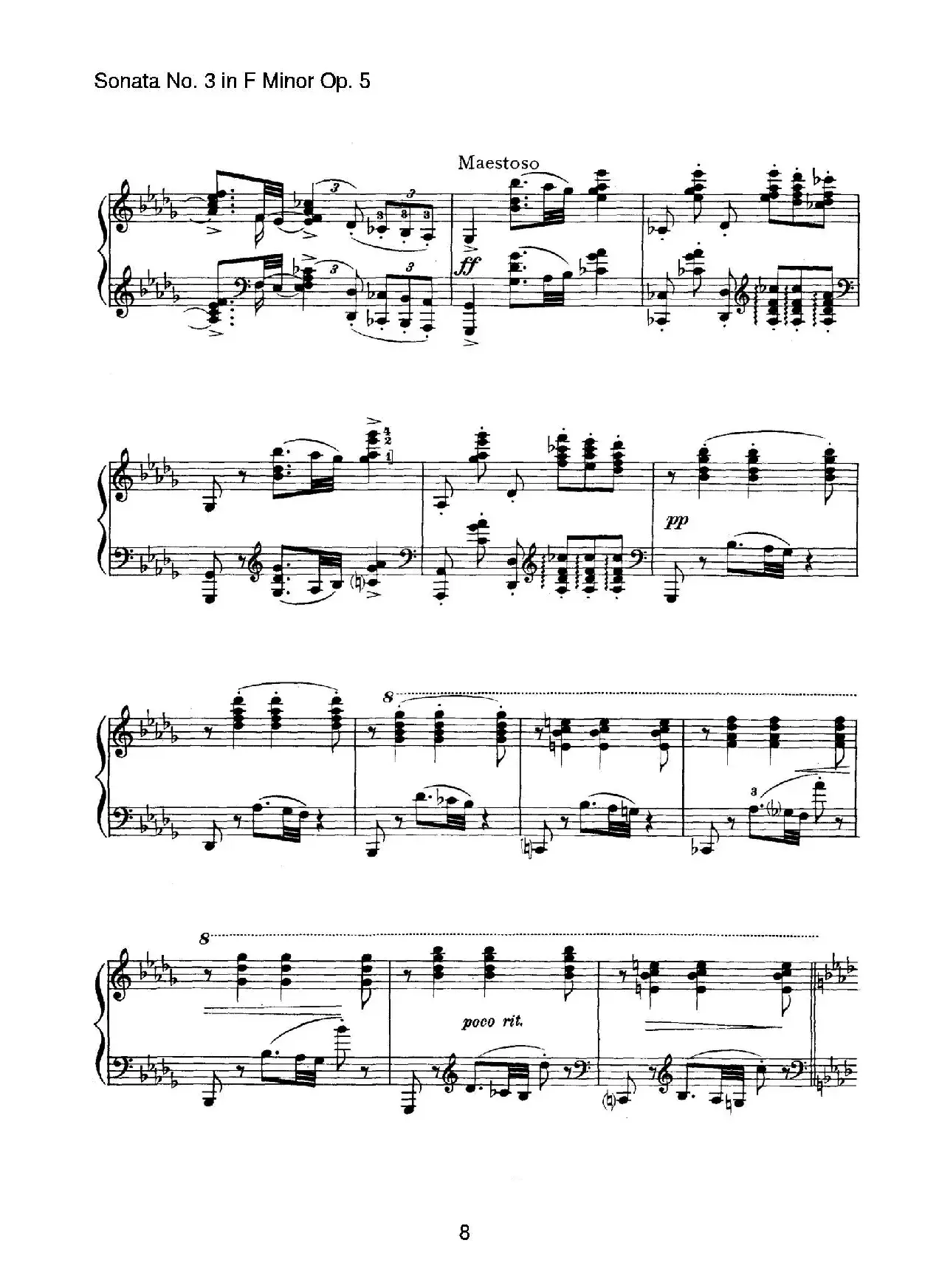 Piano Sonata No.3 in f Minor Op.5（f小调第三钢琴奏鸣曲）