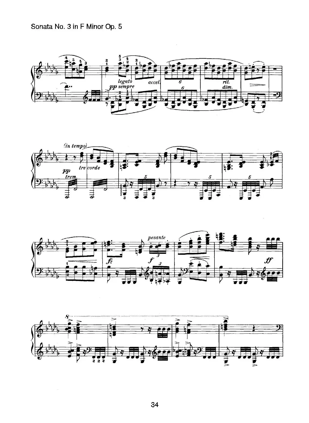 Piano Sonata No.3 in f Minor Op.5（f小调第三钢琴奏鸣曲）