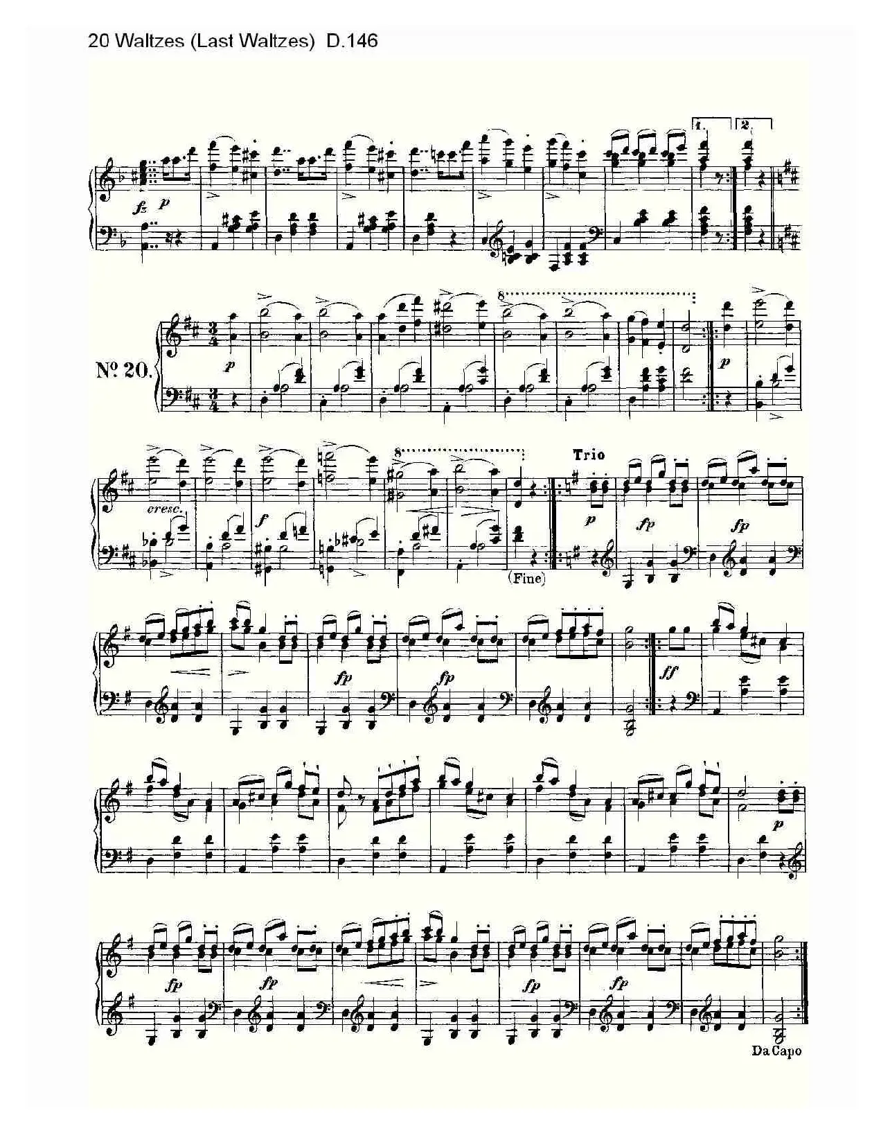 20 Waltzes（Last Waltzes) D.14）