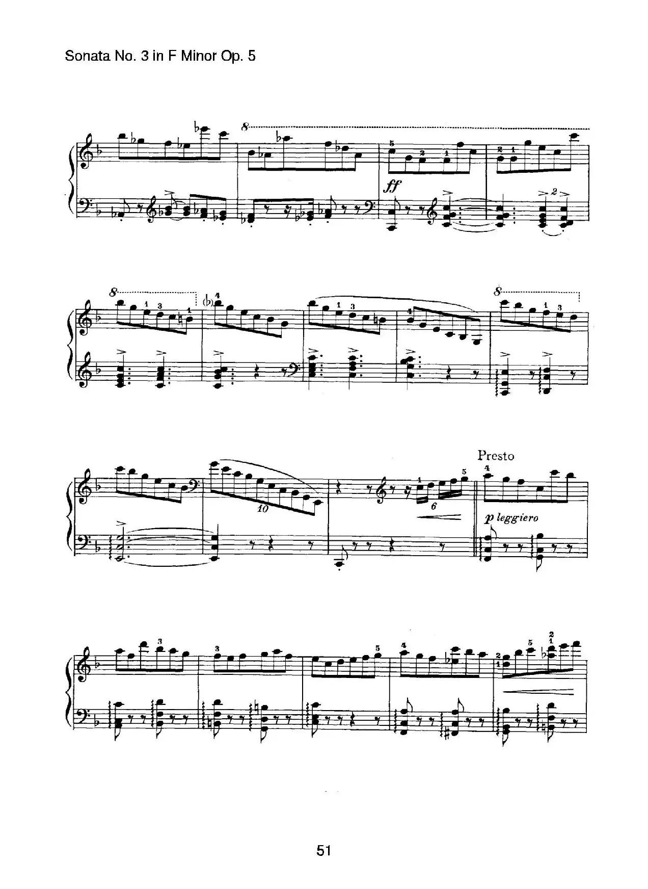 Piano Sonata No.3 in f Minor Op.5（f小调第三钢琴奏鸣曲）