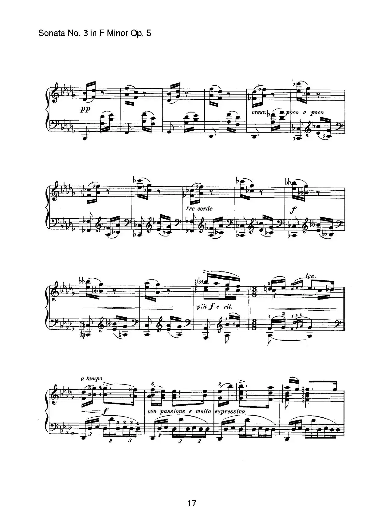 Piano Sonata No.3 in f Minor Op.5（f小调第三钢琴奏鸣曲）