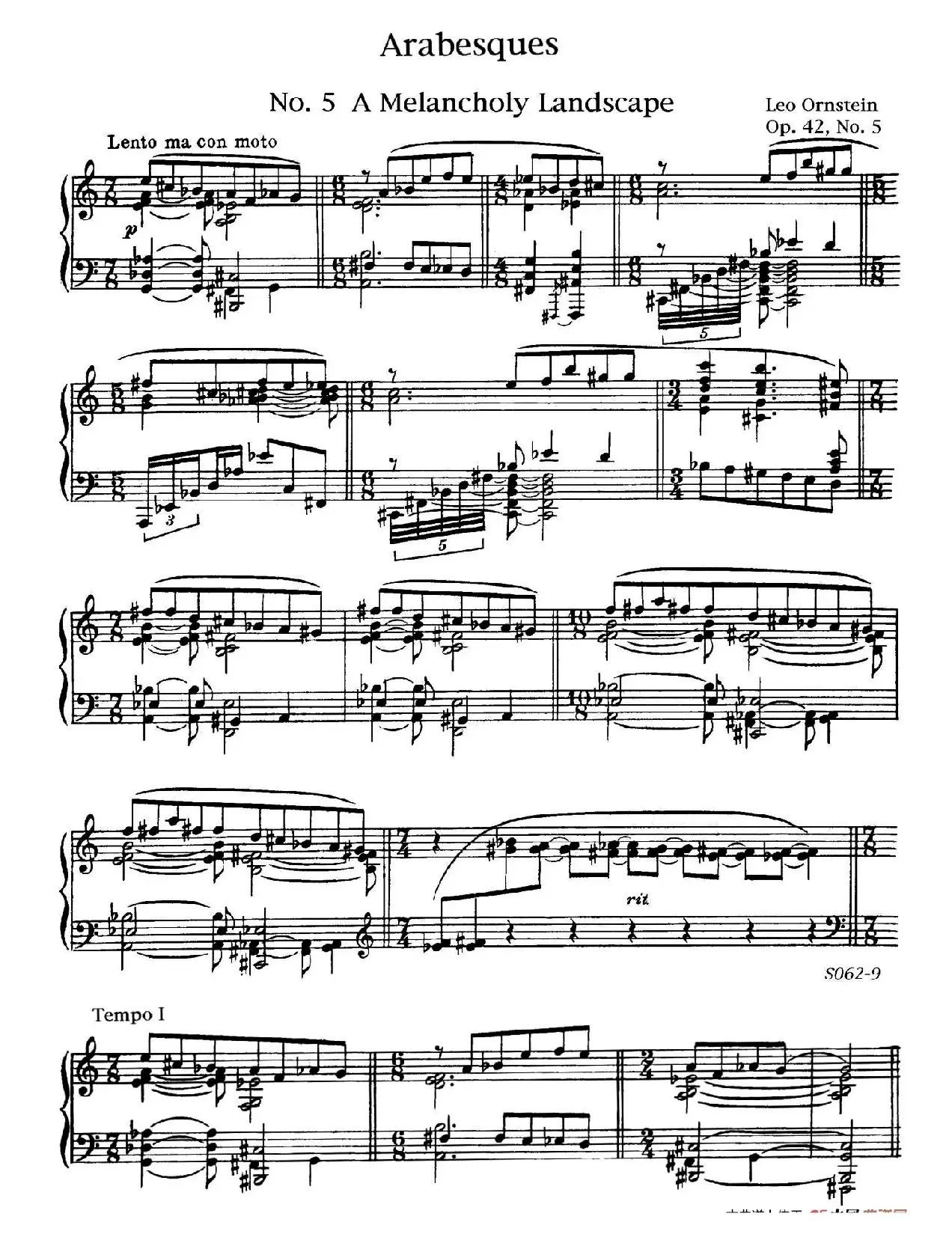 Arabesques Op.42（阿拉伯风格曲 5. 伤感的风景）