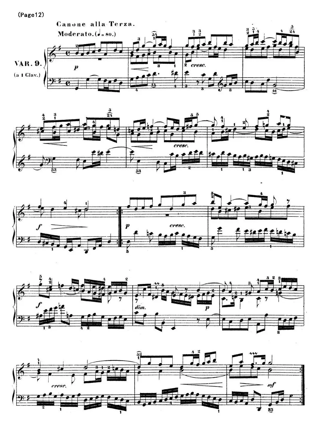 哥德堡变奏曲 巴赫 Goldberg Variationen BWV988