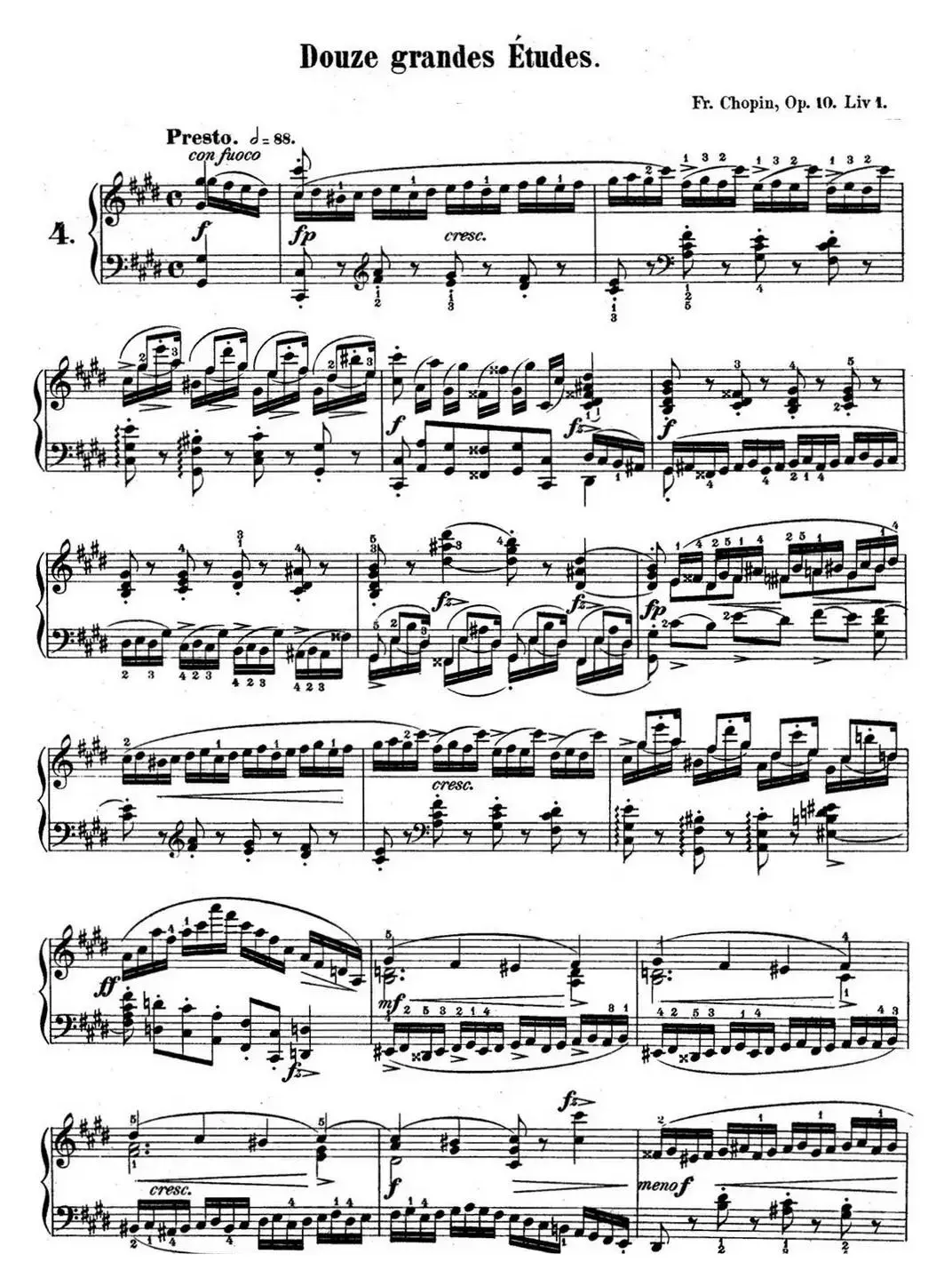 肖邦练习曲4 Op.10 No.4 激流 升c小调 C minor Torrent