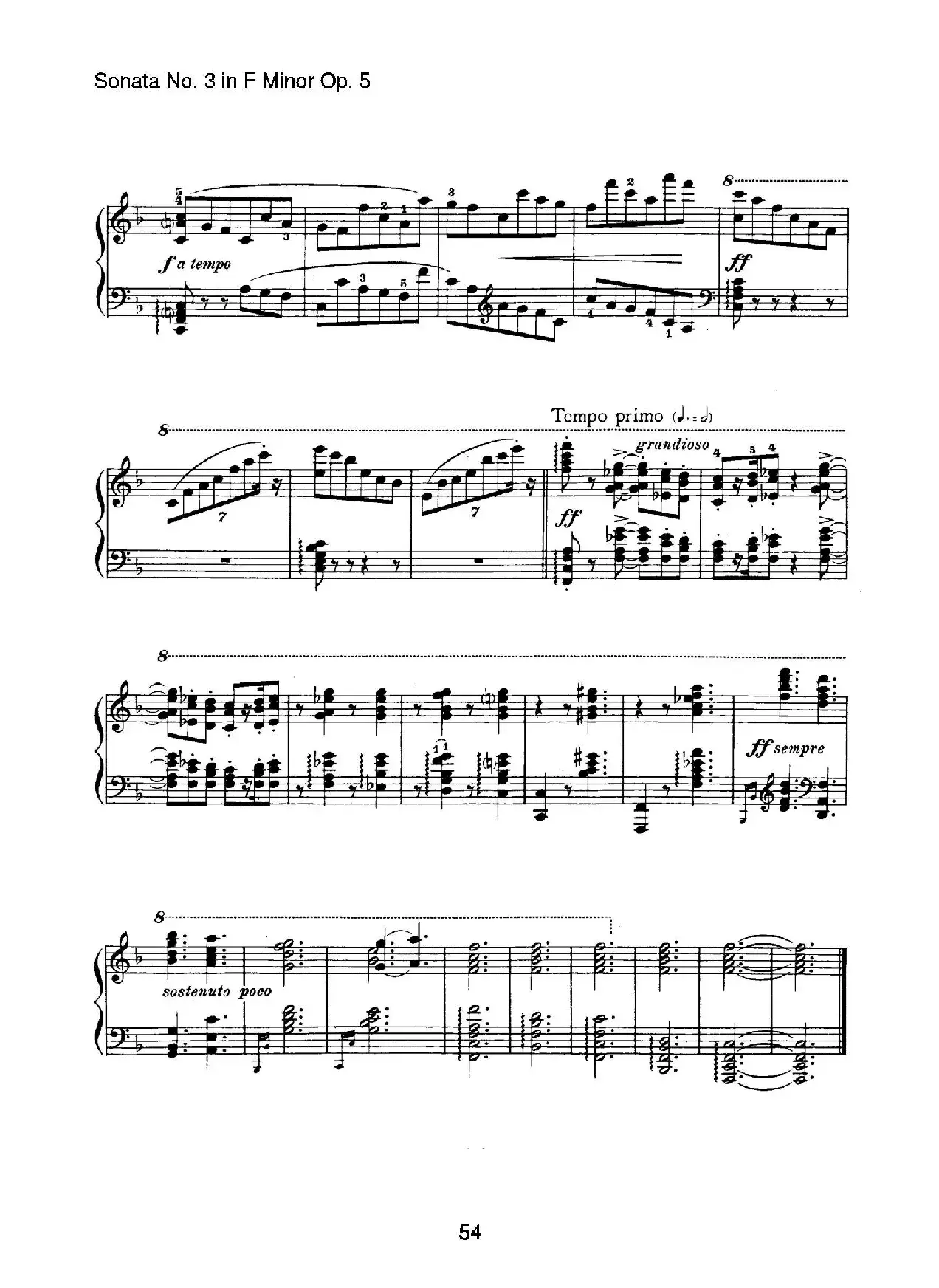 Piano Sonata No.3 in f Minor Op.5（f小调第三钢琴奏鸣曲）