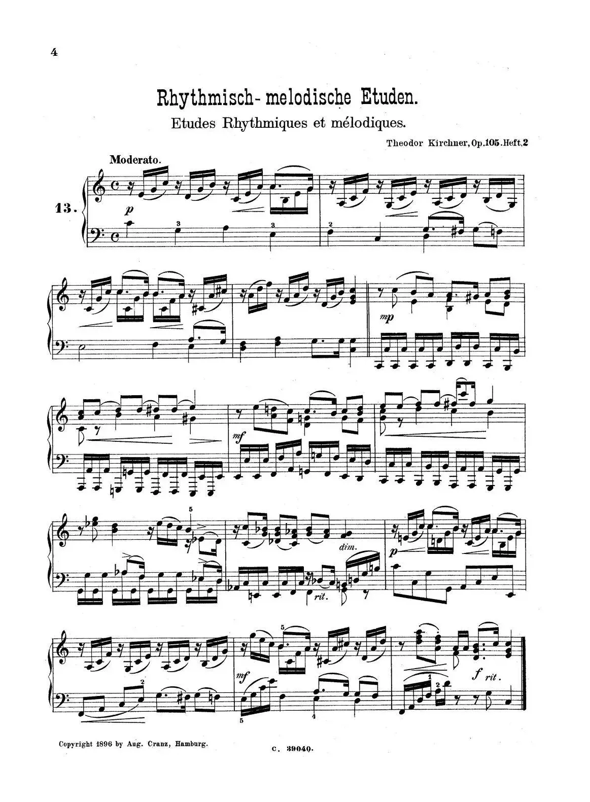 36 Etudes Rhythmiques et Melodiques Op.105（36首节奏与旋律练习曲 11—15）