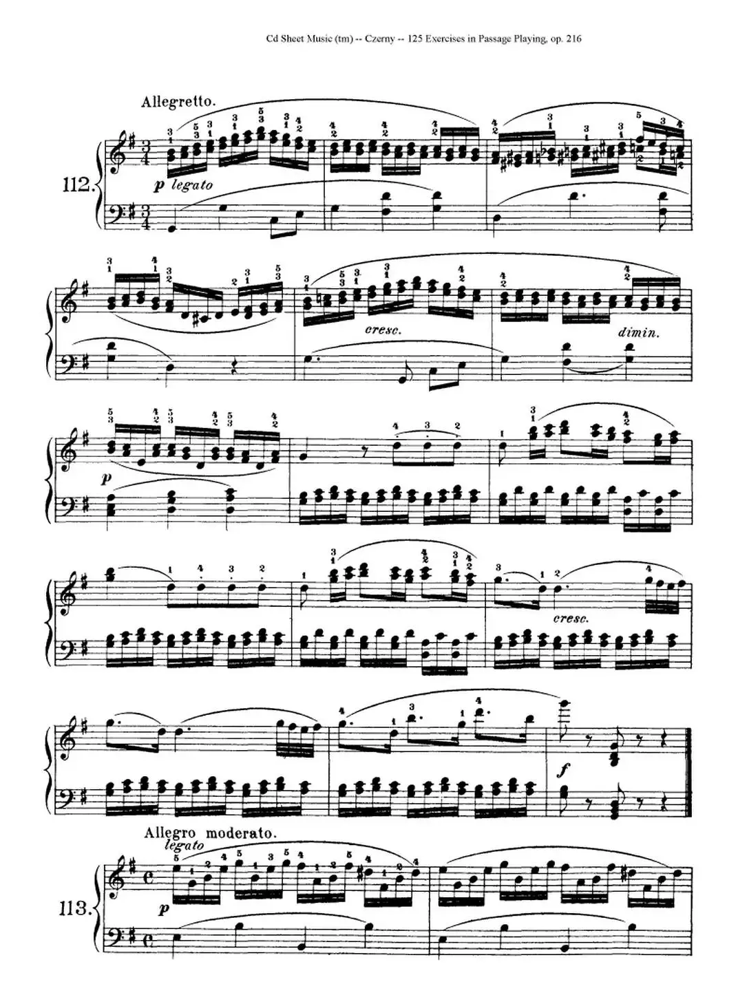 125 Exercises in Passage Playing Op.261（车尔尼125首钢琴短乐句练习曲（112——125））