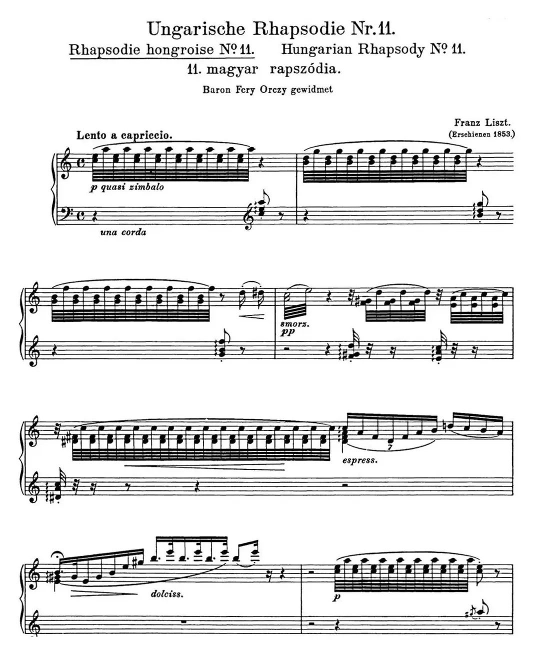 李斯特 匈牙利狂想曲 Hungarian Rhapsodies S.244 No.11