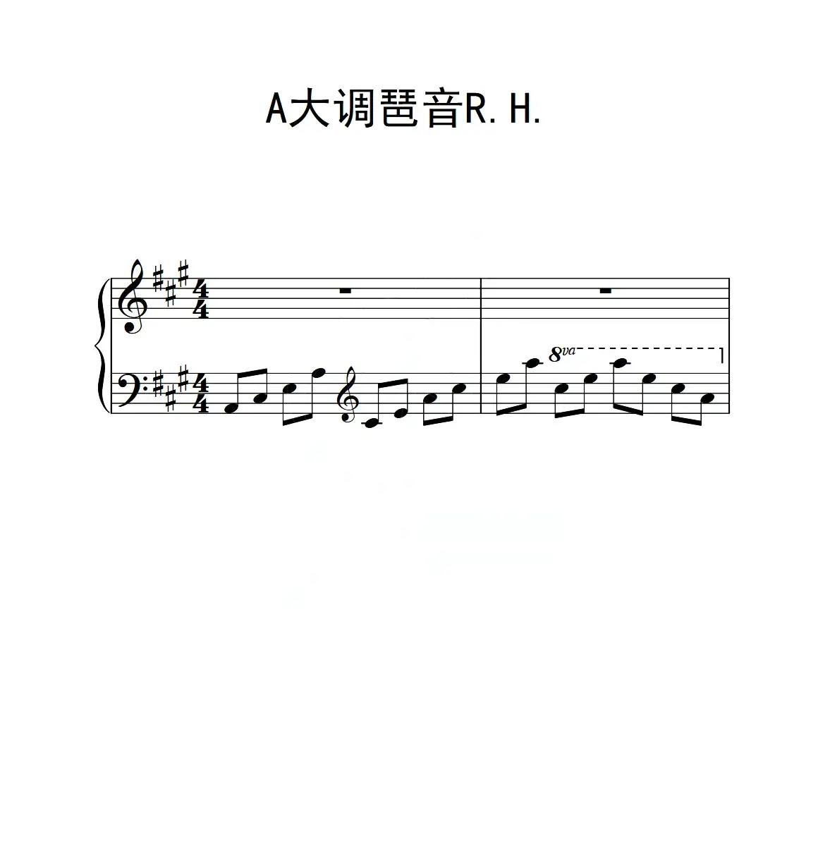 第三级 A大调琶音R H（中国音乐学院钢琴考级作品1~6级）