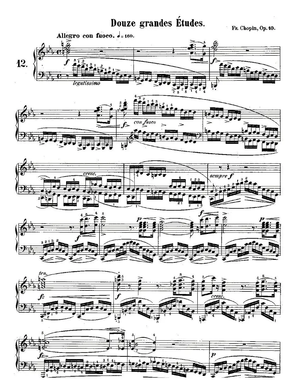 肖邦钢琴练习曲，Op.10之十二