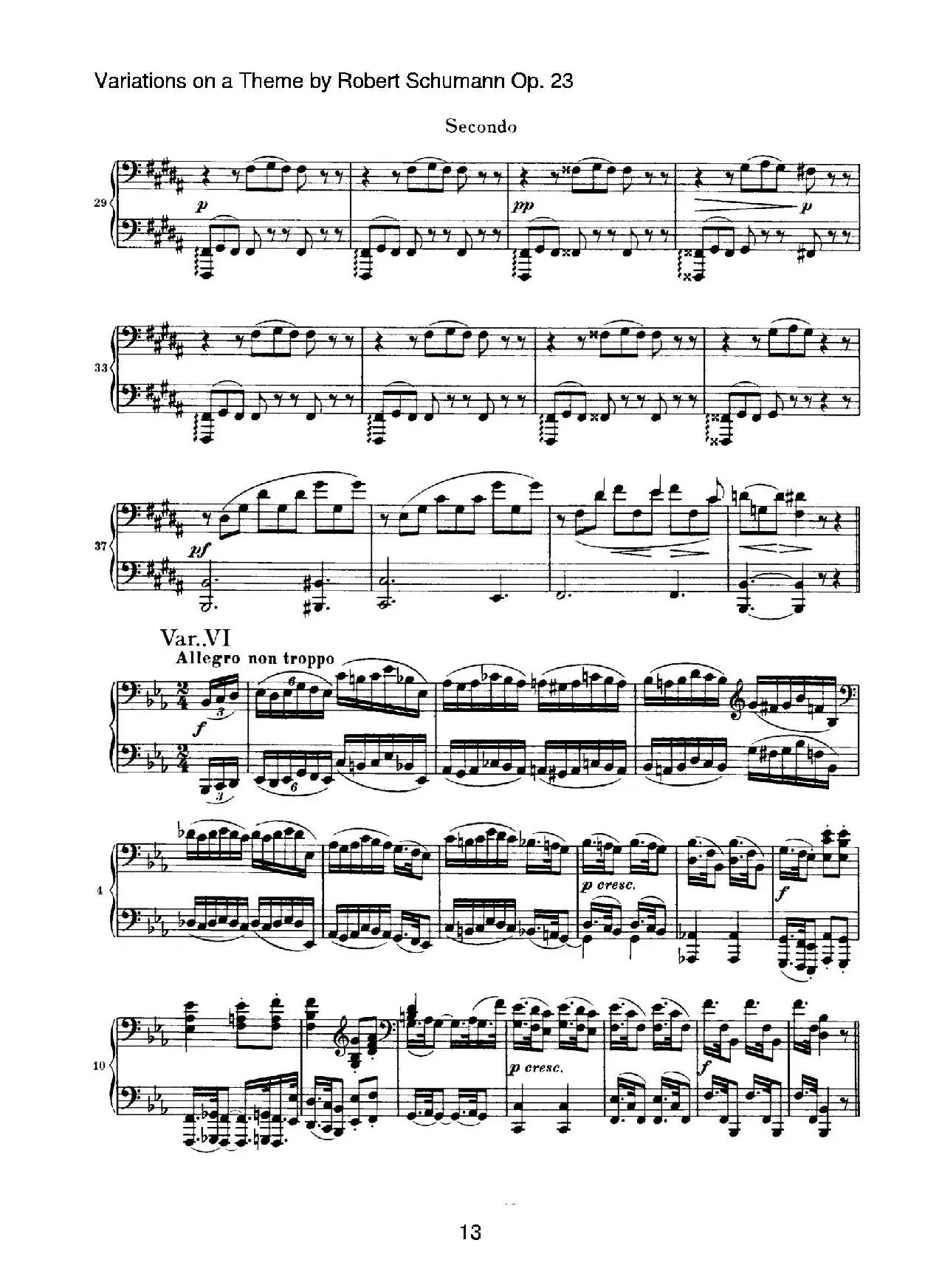 ​Variations on a Theme by Robert Schumann Op.23（舒曼主题变奏曲）（四手联弹）