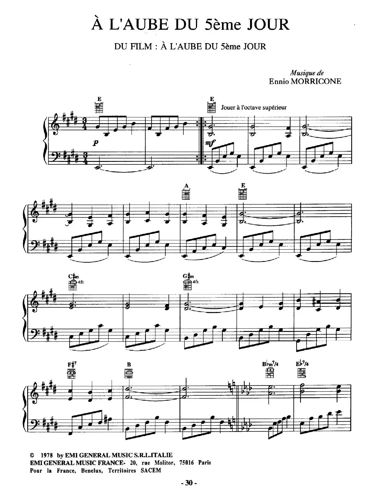 电影配乐大师莫瑞康最佳20首钢琴谱（Best of Ennio Morricone·9）