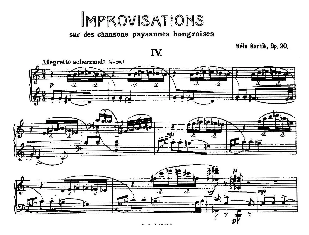 8 Improvisations Op.20（8首匈牙利民歌即兴曲·Ⅳ）