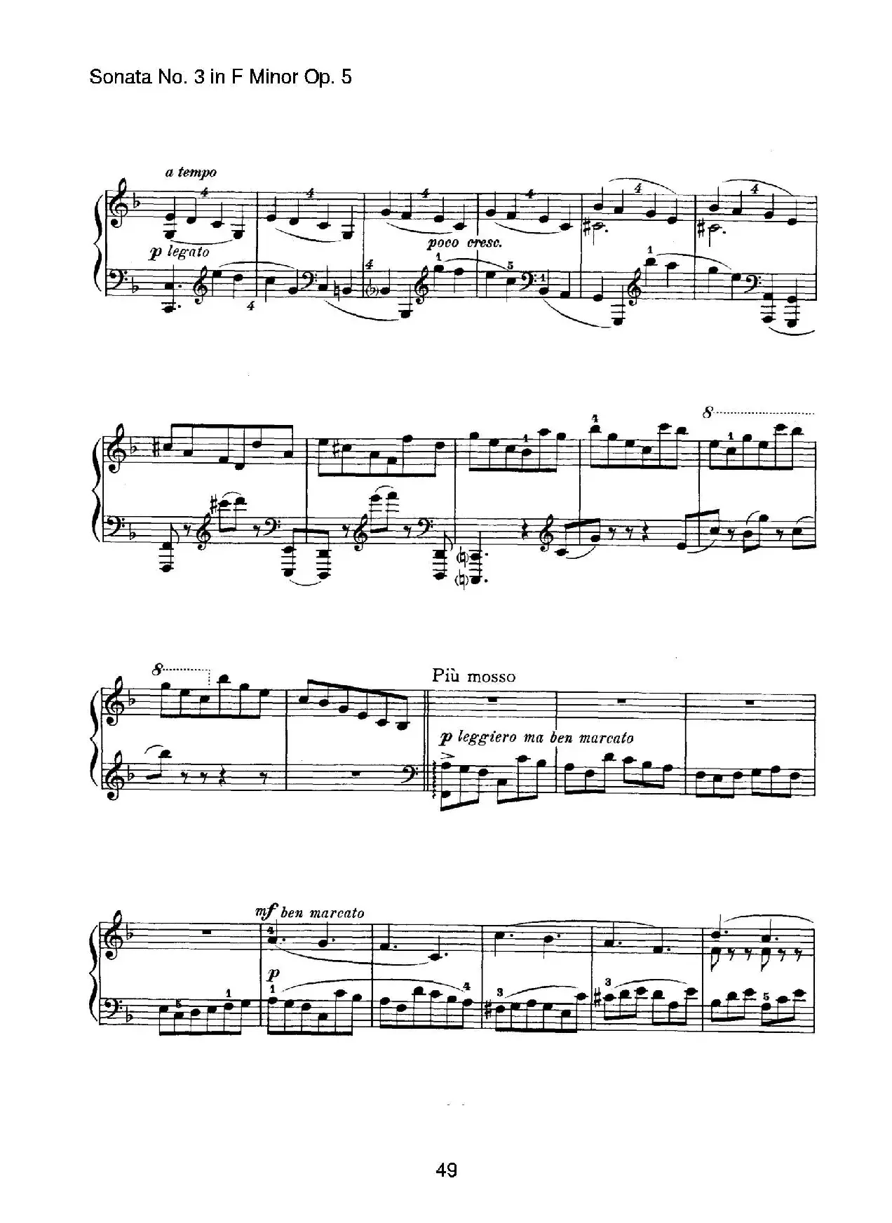 Piano Sonata No.3 in f Minor Op.5（f小调第三钢琴奏鸣曲）