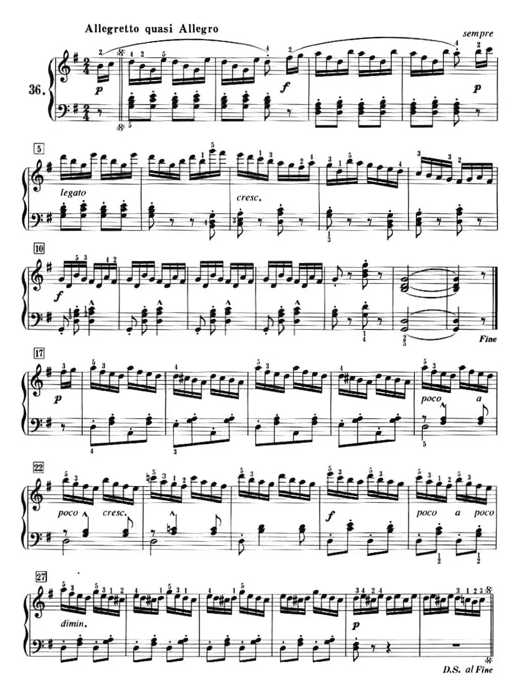 50首莱蒙钢琴练习曲 作品37（NO.36）